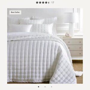 Brand New Annie Selke White TENCEL Full/Queen Silken Solid Puff Quilt